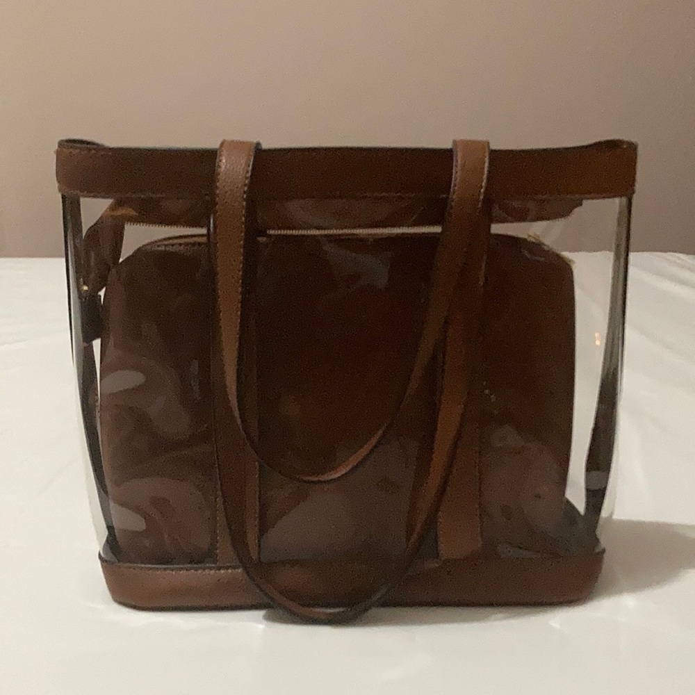 See through leather purse with bag inside